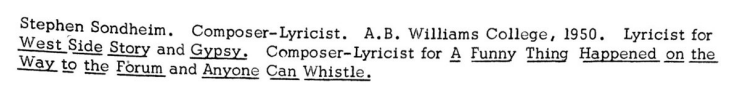 Stephen Sondheim participation in the founding of Usdan Summer Camp for the Arts