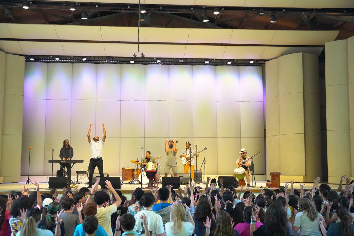 The Brown Rice Family Band performs at Usdan Summer Camp for the Arts
