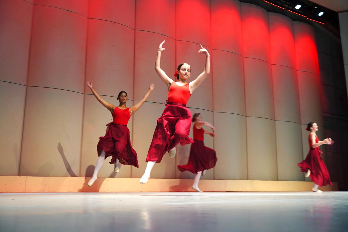 Usdan Summer Camp for the Arts Junior & Senior Dance Majors & Minors perform on stage at the McKinley Amphitheater