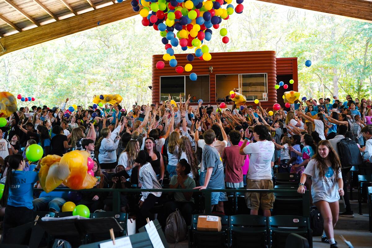 Usdan Summer Camp for the Arts final Festival balloon drop