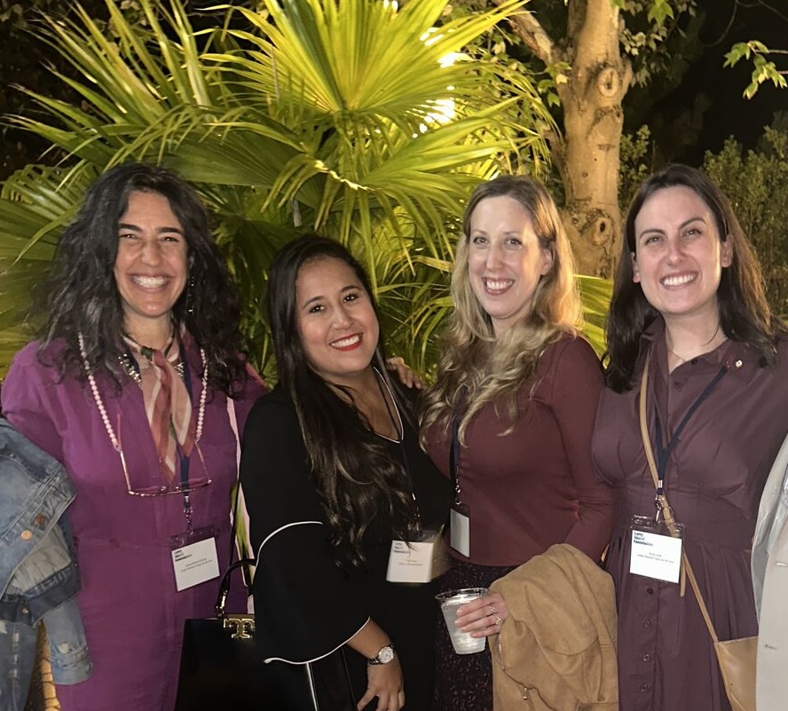 Usdan Summer Camp for the Arts Executive Director Lauren Brandt Schloss, Suffolk County Regional Representative for Gov. Kathy Hochul Thalia Olaya, Director of Development Jessica Feuer, and Senior Development Coordinator Kyra Leeds at the Long Island Association Poolside Reception