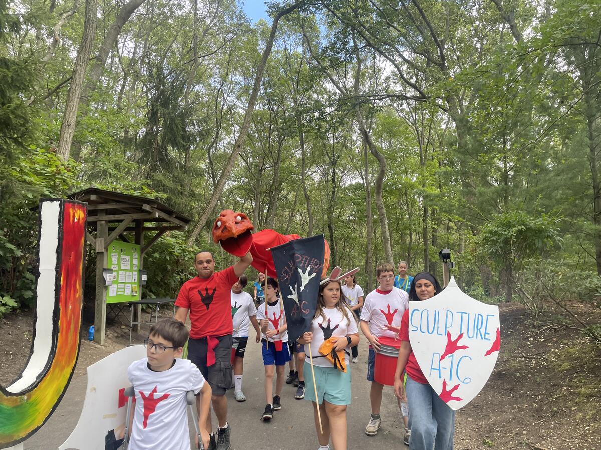 Usdan Summer Camp for the Arts Art majors show off their artwork in an art parade