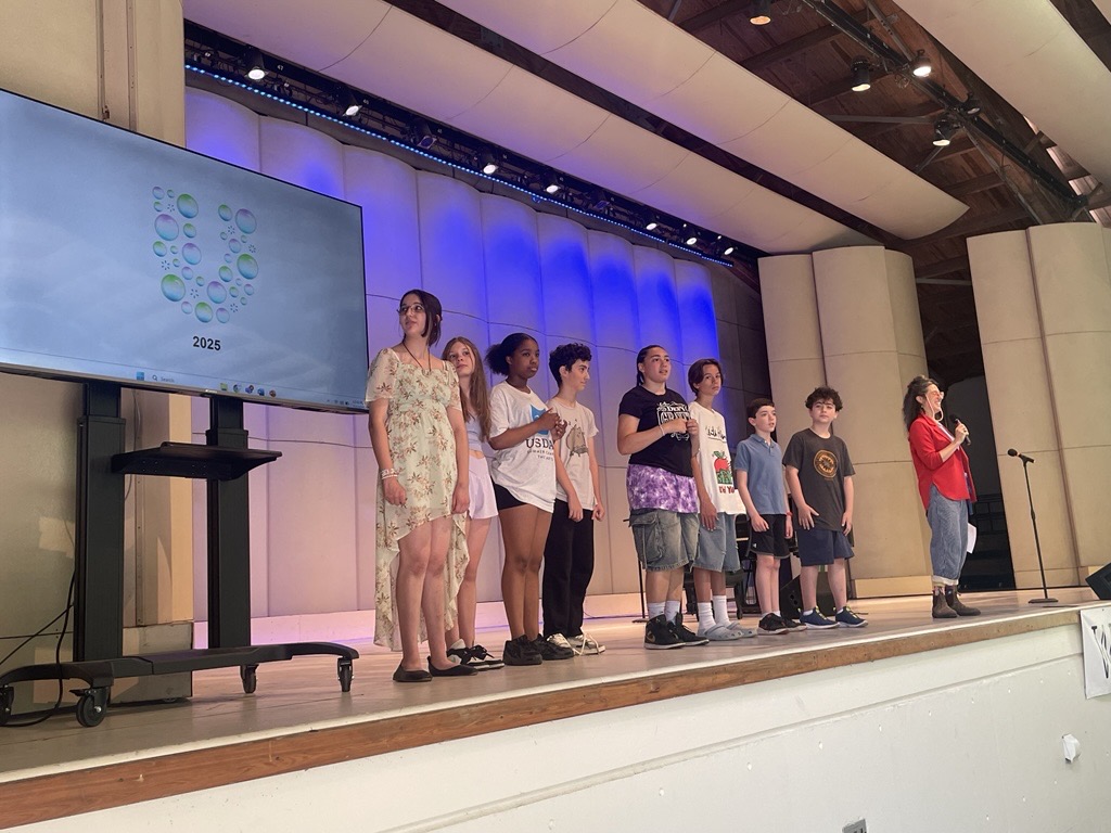 Usdan Summer Camp for the Arts U Bubble presentation on stage in the McKinley Amphitheater