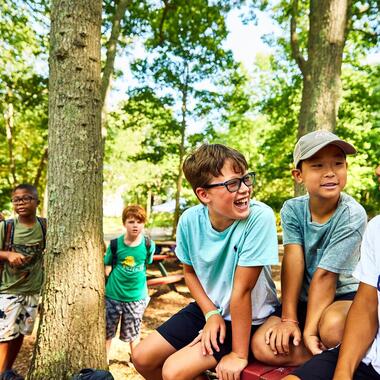 Students laughing at Usdan