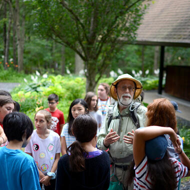 Usdan Students gather around Wildman Steve Brill