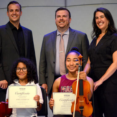 students attending Usdan Summer Camp for the Arts in Wheatley Heights John Porquin and Sasha Roman