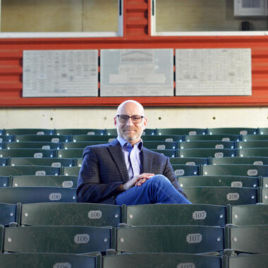 Joe Levy sitting in the McKinley Amphitheater. Joe Levy sitting in the McKinley Amphitheater.