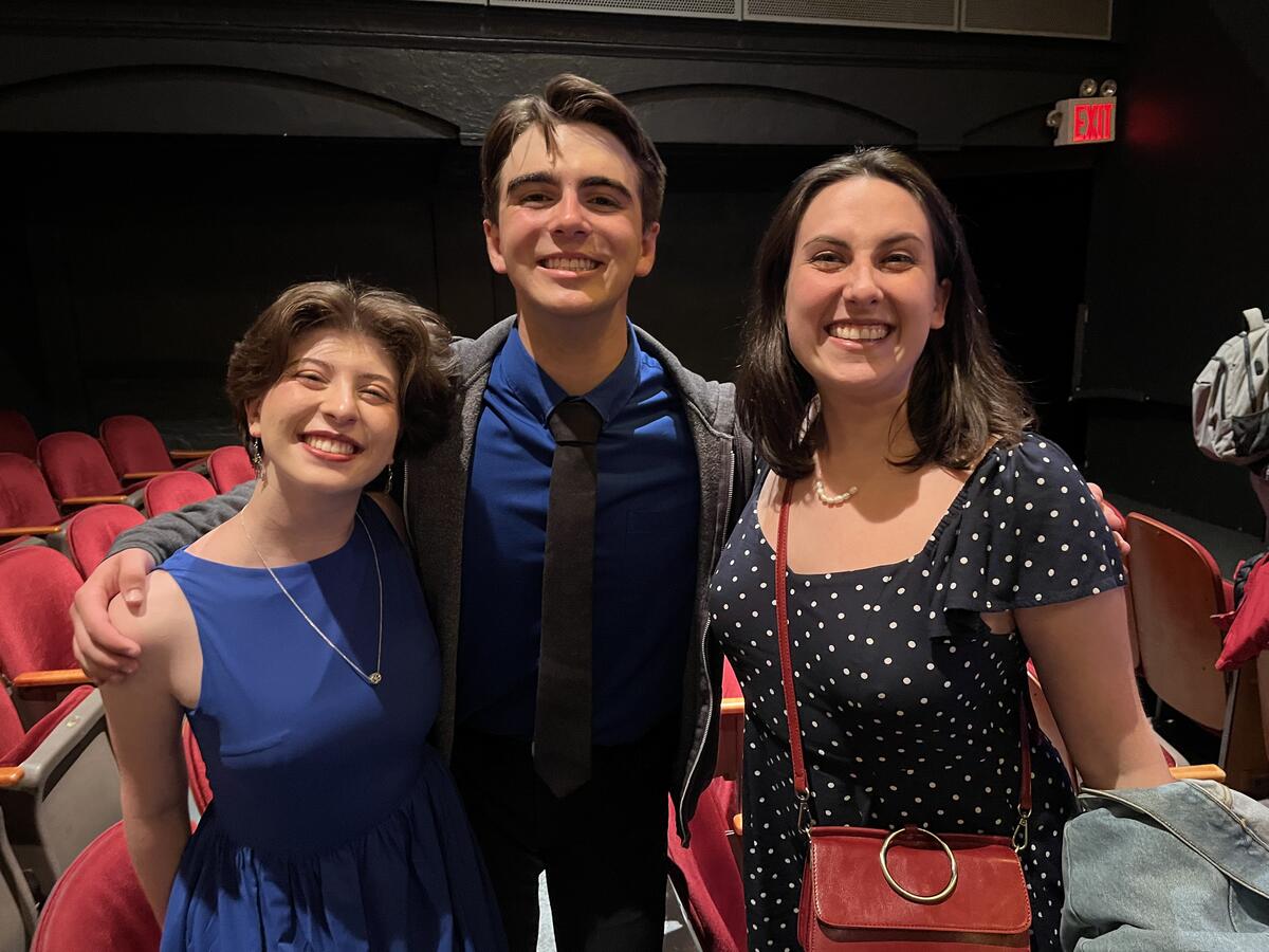 Usdan students and alum Sara Nearenburg, William Herbert, and Kyra Leeds